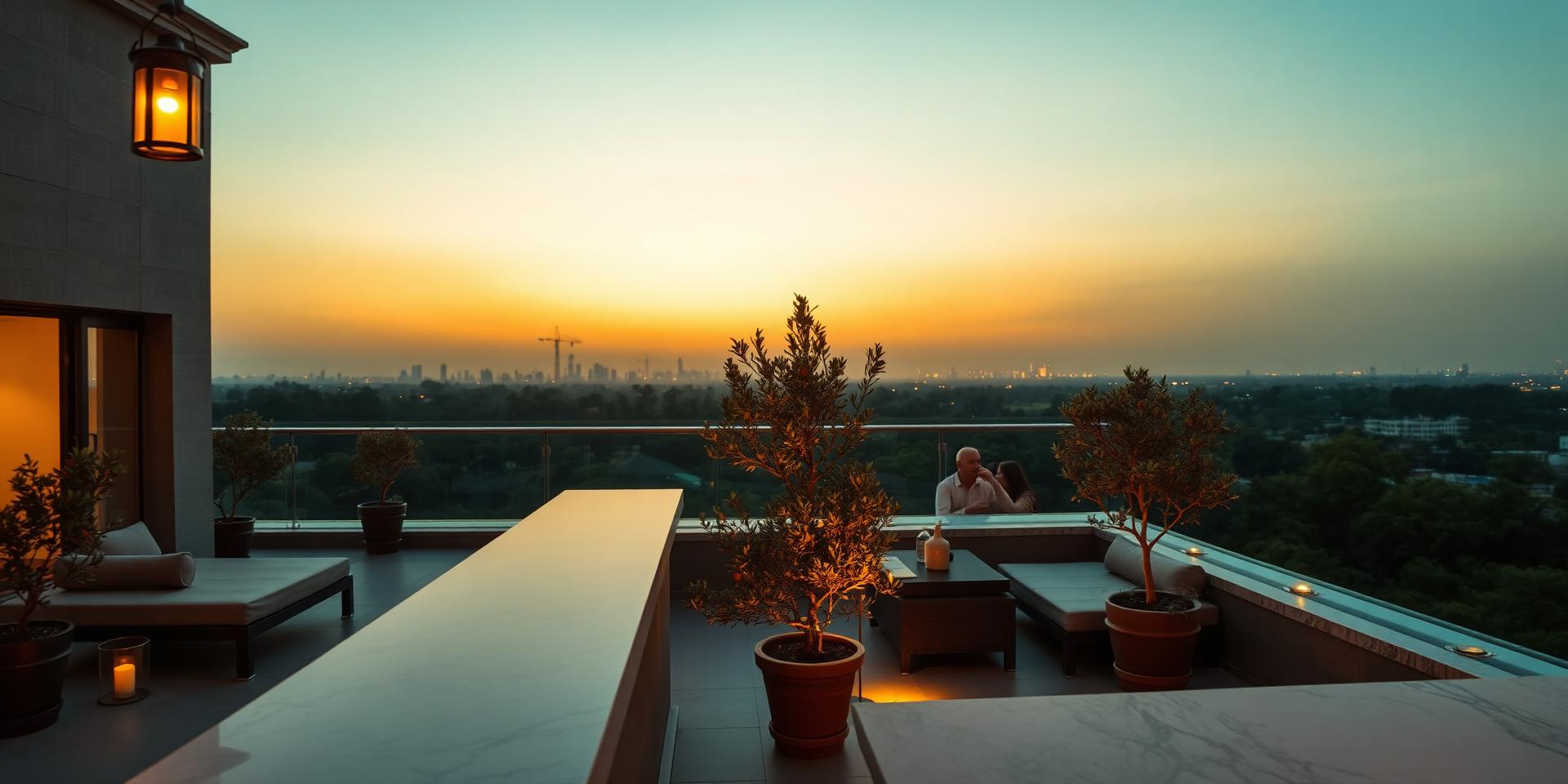 Rooftop terrace at dusk — the residential rhythm at The Westin Residences Gurgaon